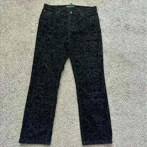 LRL Ralph Lauren Co Ralph Lauren patterned velvet black jeans size 12P(petite)